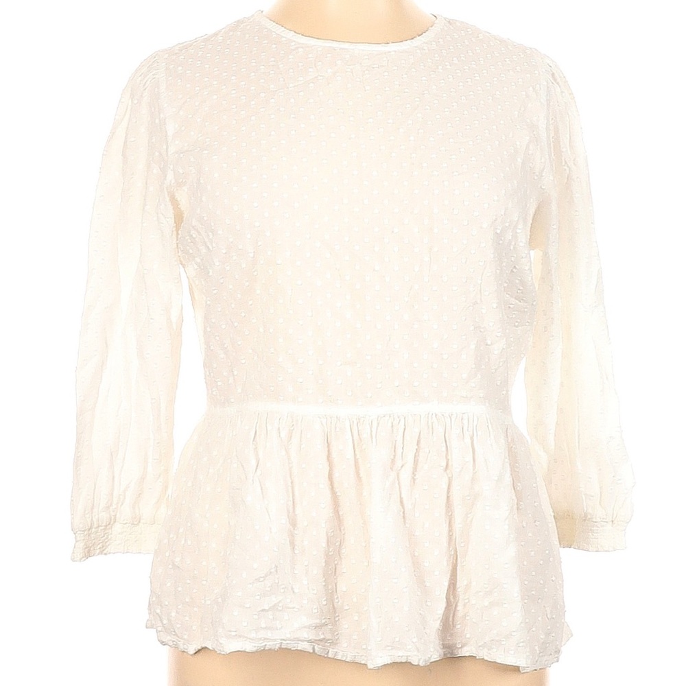 Hinge Cream Textured Peplum Blouse